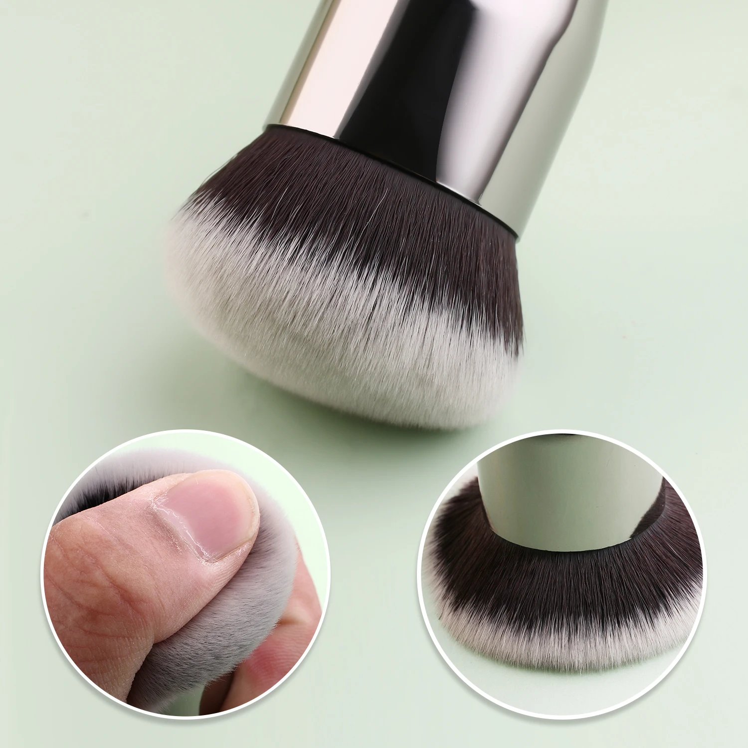 Brocha de maquillaje para base negra, brocha de maquillaje para base en crema, brocha grande para base, herramienta de maquillaje facial de pelo sintético
