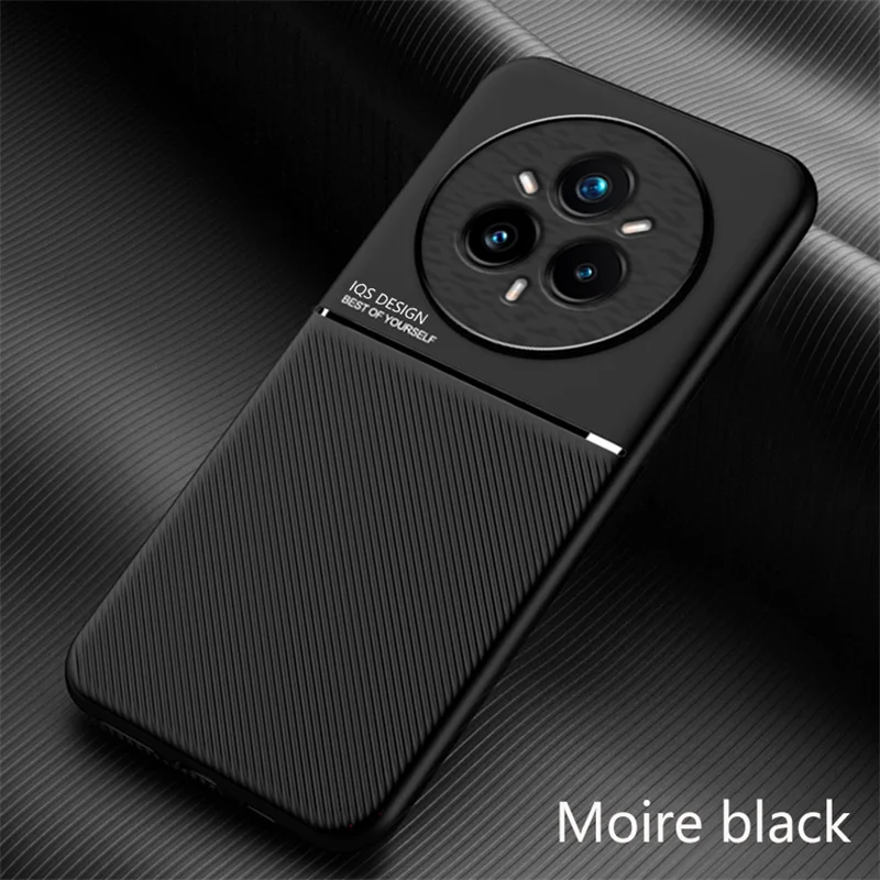 Voor Realme 14 Pro Plus 5g Case Luxe Zacht Leer Telefoon Gevallen voor Realme 14 pro plus Auto magnetische Houder Cover: Black