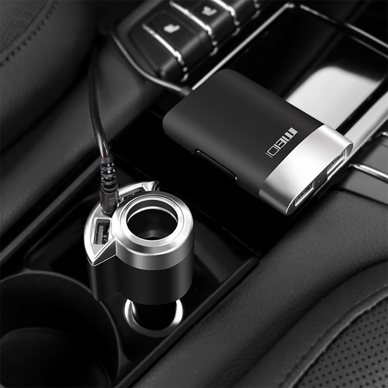 MEIDI Car Charger 4 Ports USB & Cigarette Lighter Adapter With 2M Cable Universal USB fast charger for Mobile Phones Tablet