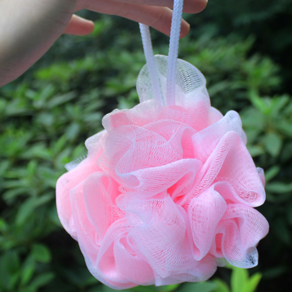 1 stk blød loofah bad blomst bad kugle netto kugle rengøring eksfolierende bad brusebad svamp mesh tilfældigt