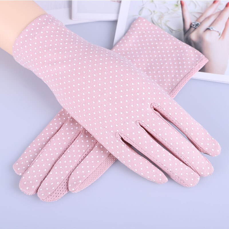 Neue Baumwolle handschuhe Nicht-Unterhose Atmungsaktive Damen Handschuhe Stelle Sommer Dünne UV Sonnenschutz Handschuhe treibende handschuhe: tief Rosa