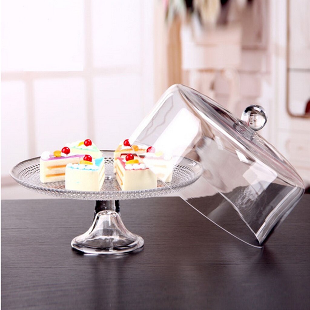 1/12 Cake Plate Tray With Cover Transparent Cake Fruit Dessert Kit Cake Trays with Cover Dollhouse Cake Plates Stand