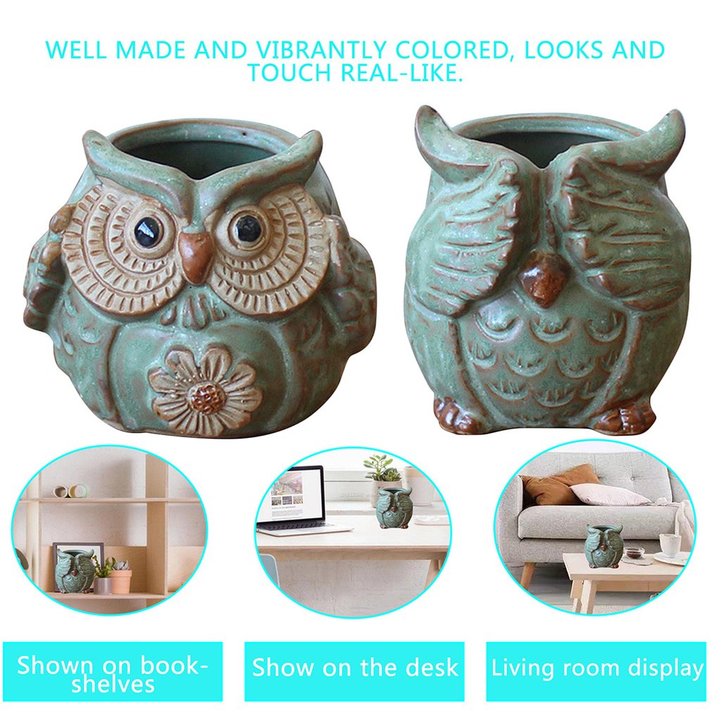 Cartoon Owl-shaped Flower Pot For Succulents Plants Ceramic Small Mini Home Office Garden Fleshy Plants Terrarium Decorations