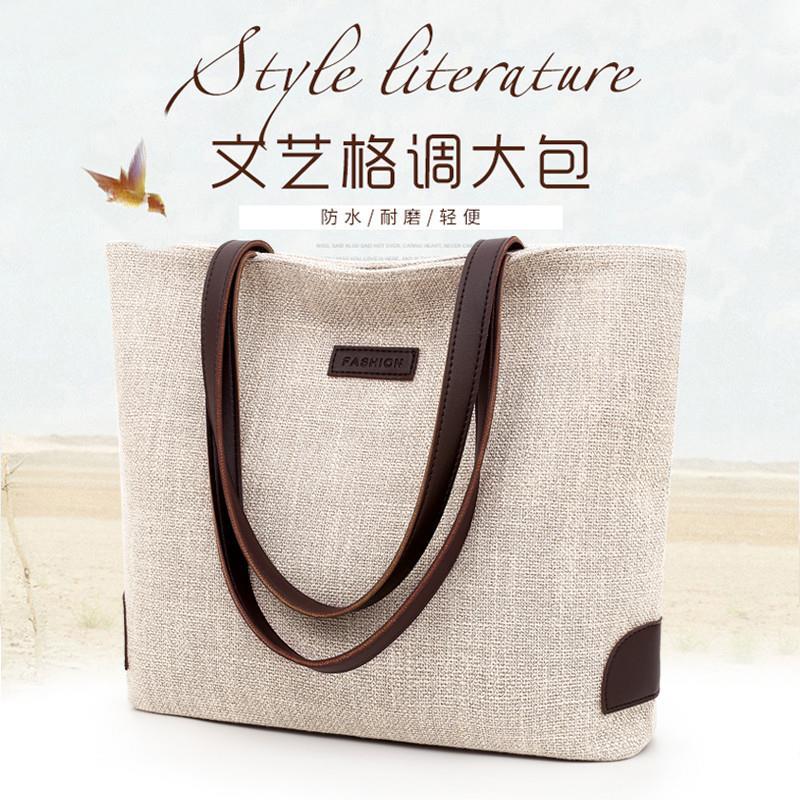 Katoen Linnen Literaire Schouder Canvas Tas Met Rits Handtas Eenvoudige Grote Casual Leuke Soft Shopping Tassen Voor Meisjes: 3
