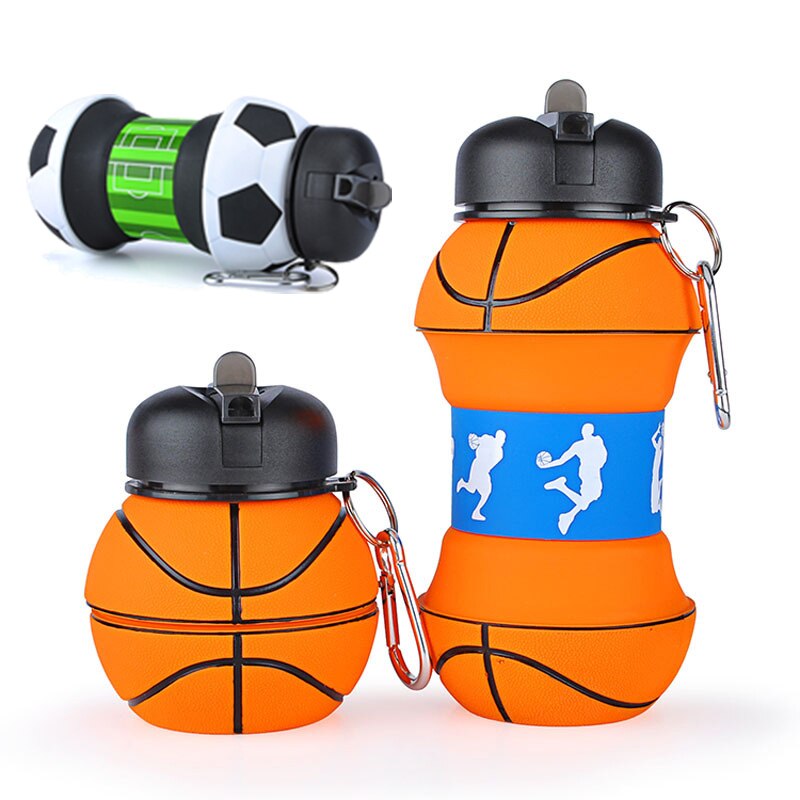 Outdoor Sport Vouw Water Fles Voetbal Basketbal Tennis Golf Lekvrij Draagbare Siliconen Waterkoker Reizen Kinderen Volwassen Fles