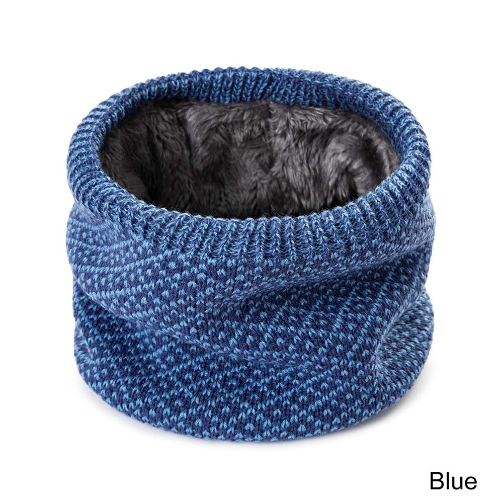 Truenjoy unisex vinter mænd kvinder varm strikkede ring tørklæder tykke elastiske strikkede lyddæmpere hals tørklæde snood plus fløjl halstørklæde: Blå