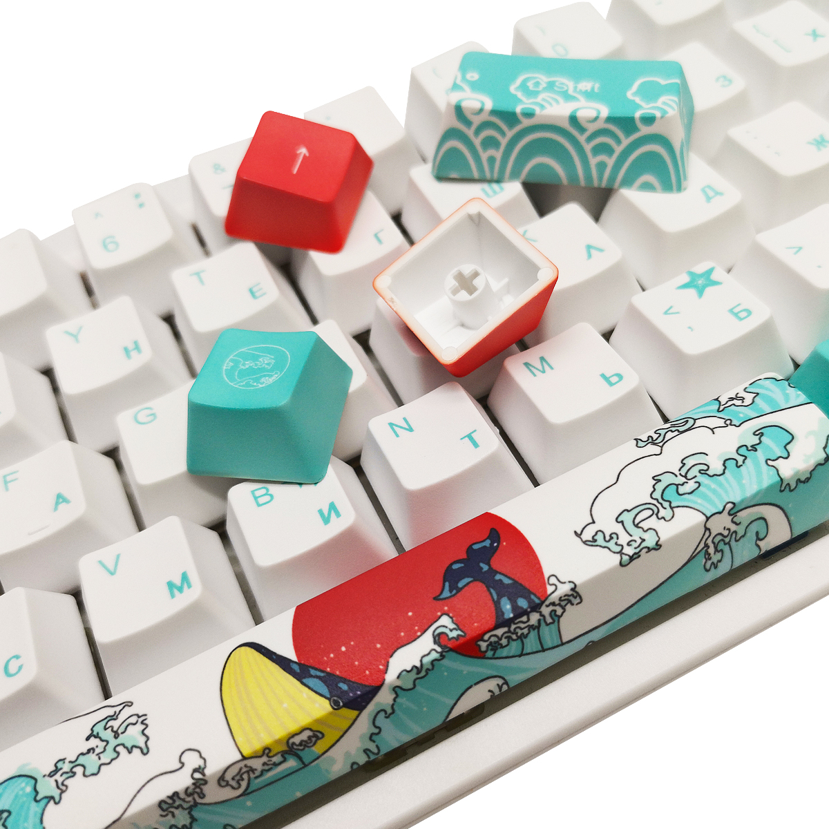Coral Sea Key Cap Dye Sublimation 71 key OEM Highly Keyboard Russian Keycaps For RK61 GK61 GK64 ANNE PRO Womier K61 ONE 2 Mini