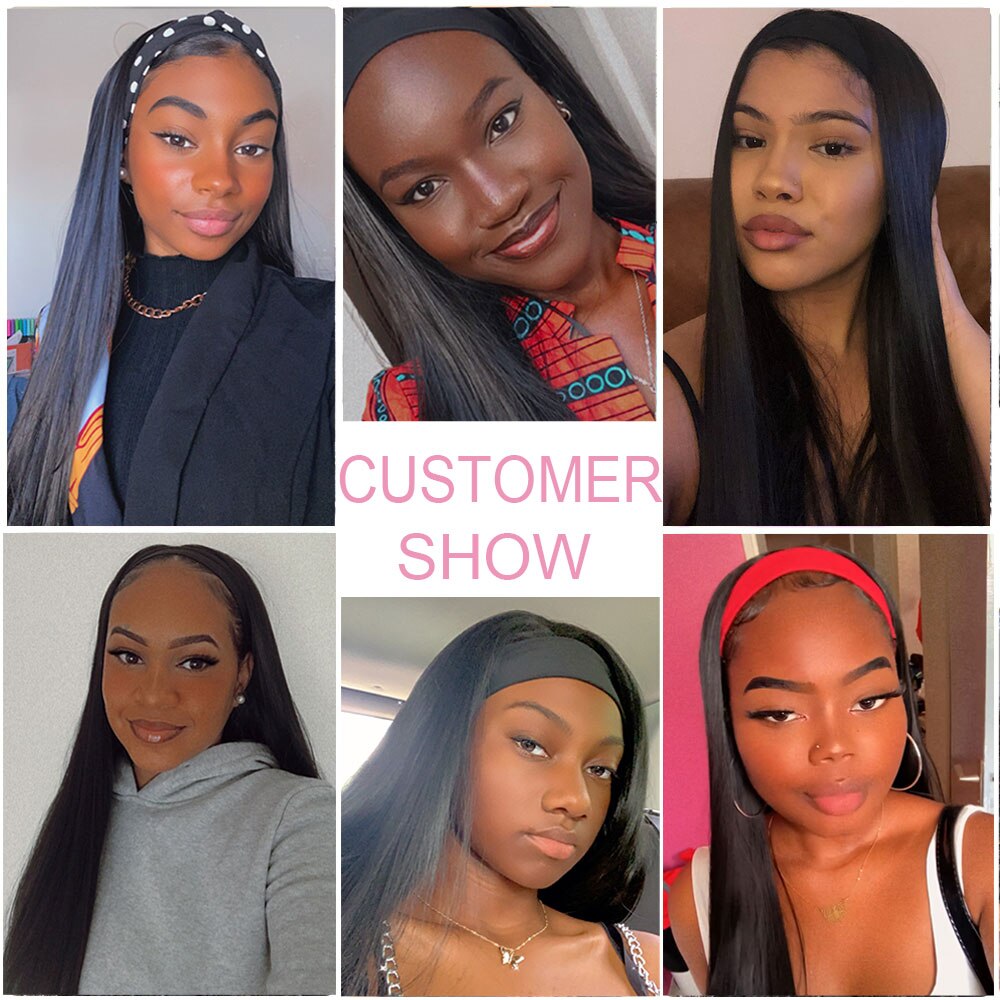 20 22 24 26 28 30inch Long Straight Headband Wigs Heat Resistant Synthetic Hair Wig Machine Made Wig For Black Women