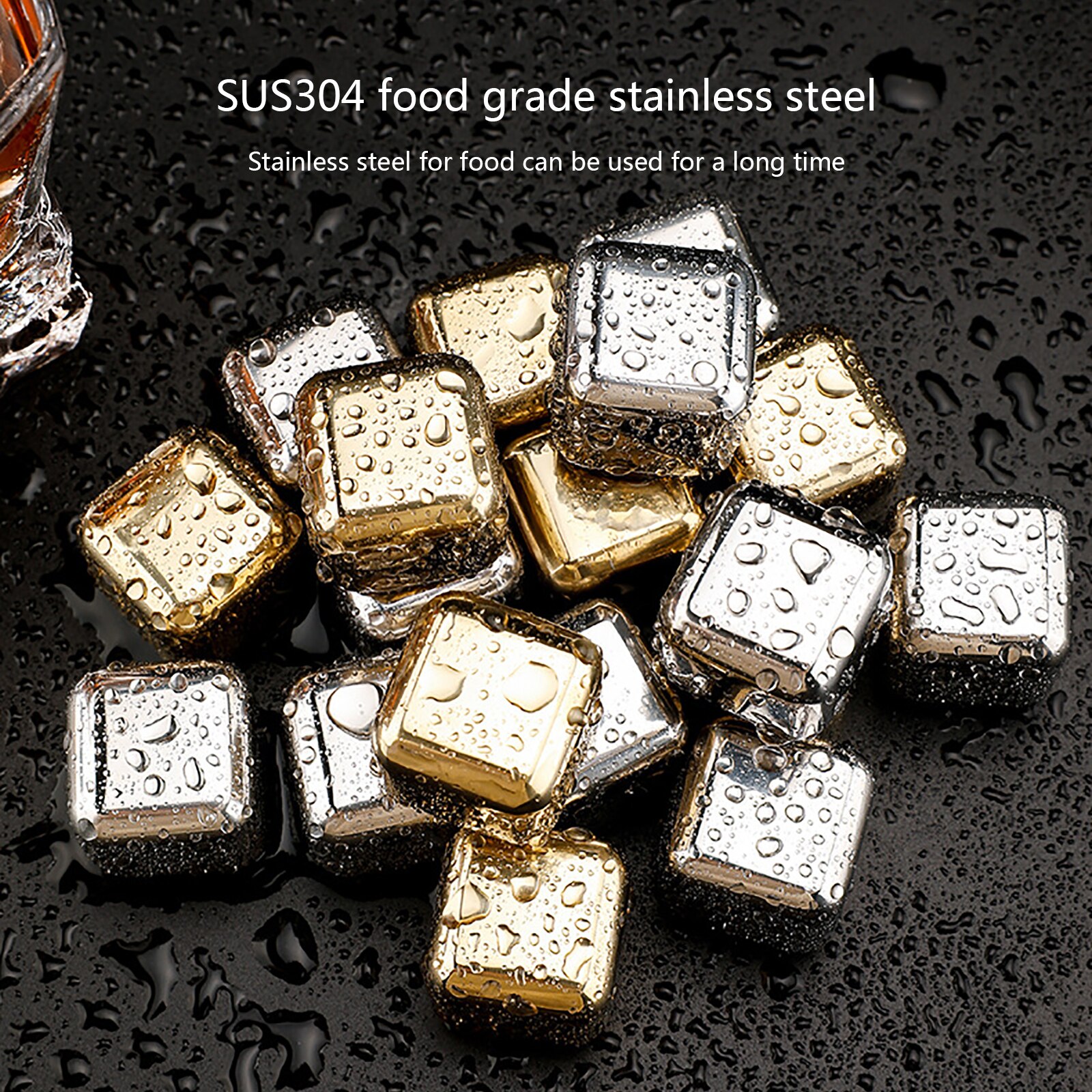 304 Stainless Steel Ice Cubes Simple Physical Cooling Solod Color Luxurious Reusable Clean Beverage Accessory
