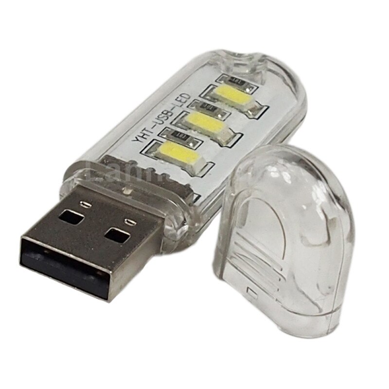 Yht usb powered 3 x led hvid usb led lys - gennemsigtig  (2 stk)