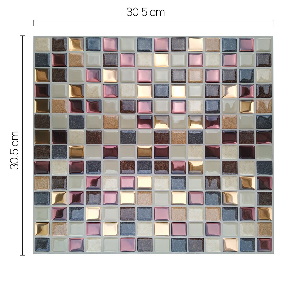 Heminredning vattentät vinyl självhäftande mosaik kakel 3d väggdekal klistermärke självhäftande kök badrum 1 ark: Mssb -s51