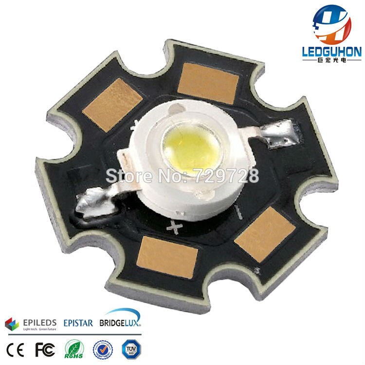 1 watt witte high power led-diodes met printplaat