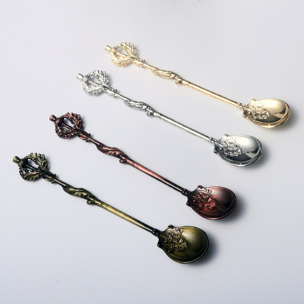 Kitchen Spoon Luxury Vintage Royal Palace Carved Mini Tea Coffee Spoon Ice cream Dessert Scoop Spoon Teaspoons Kitchen Gadgets