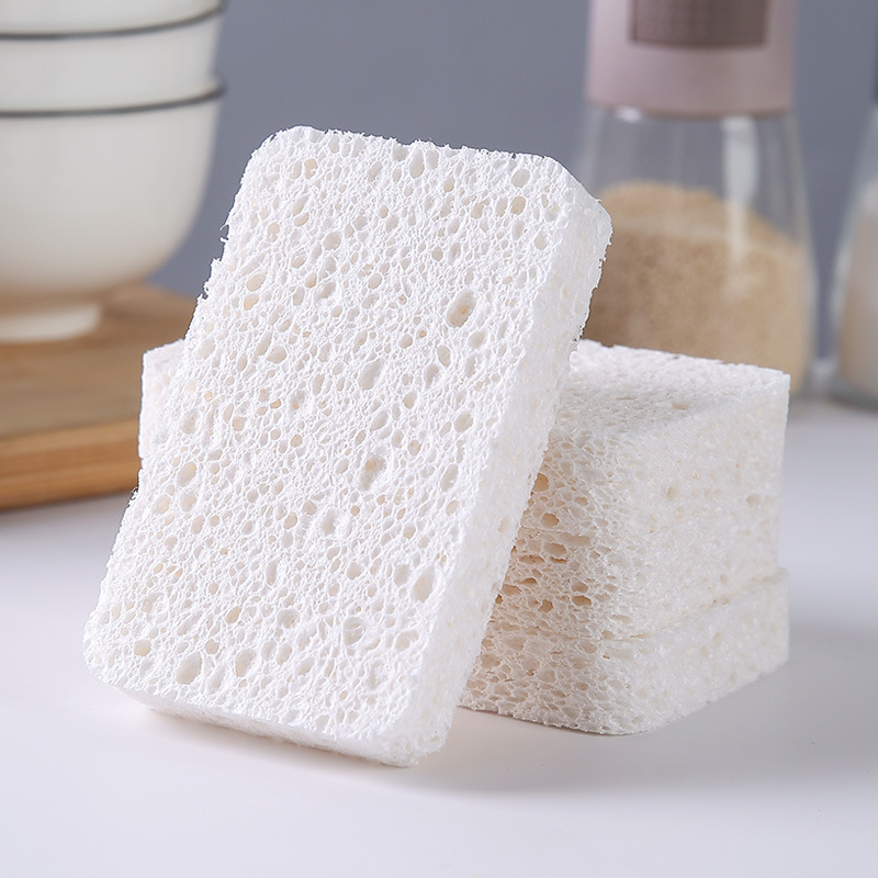 Natural Wood Pulp Dishwashing Cotton Absorbent Wood Pulp Sponge Scouring Pad Cleaning Sponge Stain Remover Dishwashing Cotton: S / Yellow