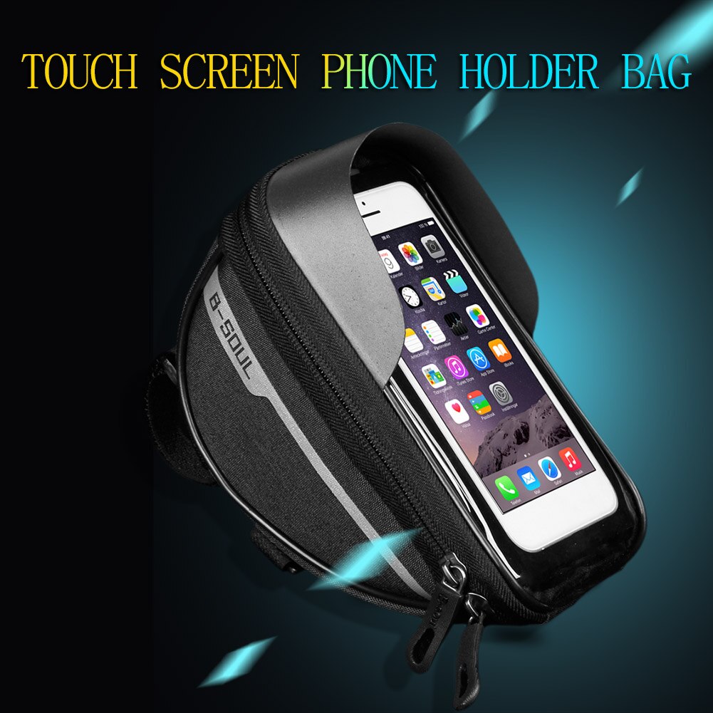 Fietsen Fiets Hoofd Buis Stuur Cell Mobiele Telefoon Bag Case Houder Case Fietstas Waterdichte Touchscreen Polyester Bike