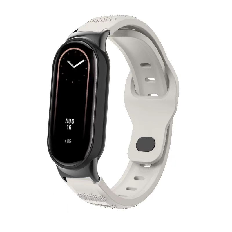 Siliconen band voor Xiaomi Mi Band 9 8 SmartWatch Ademende sportarmband Vervanging polsband voor MiBand 9 8NFC 8 horlogeband: White black