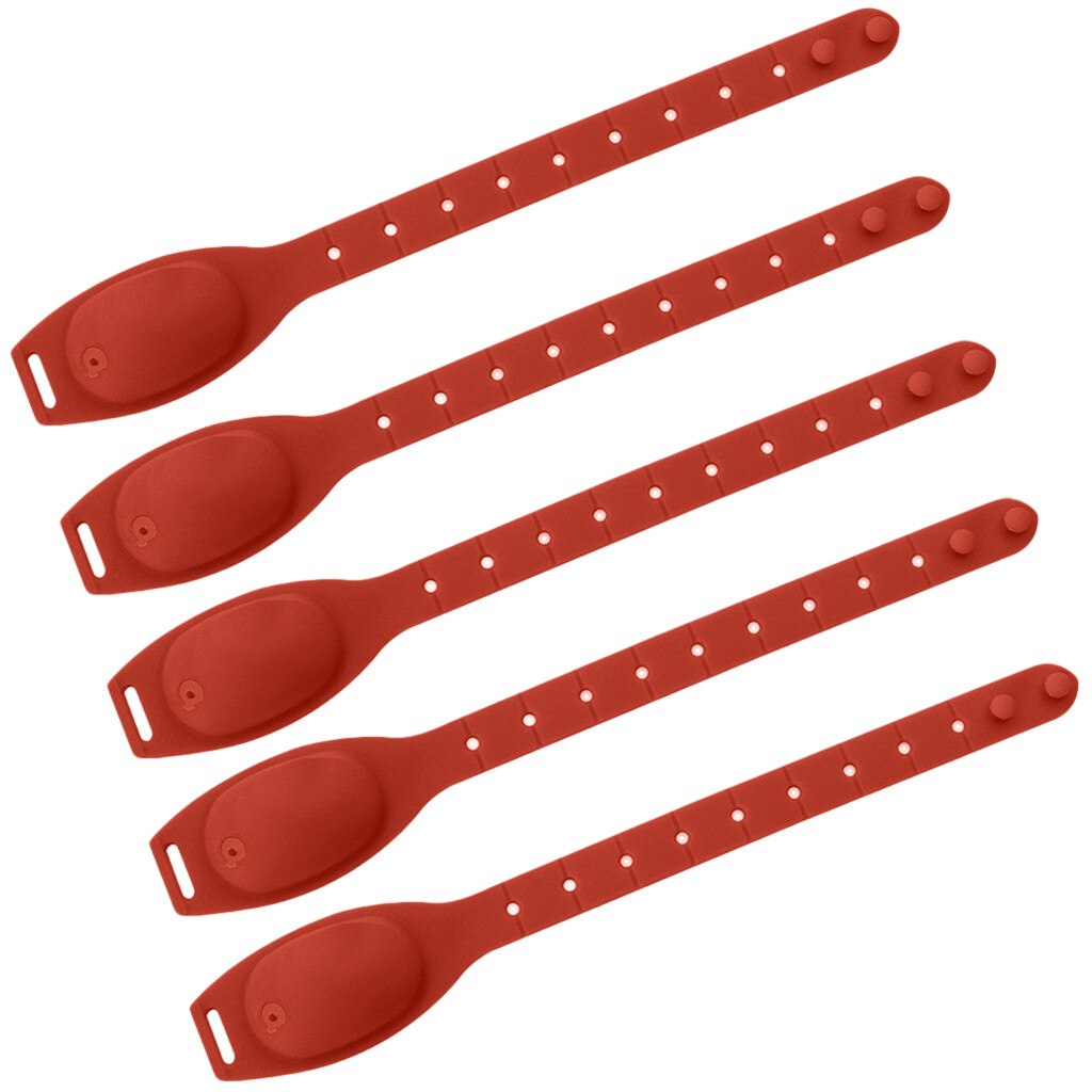 5pc voksne børn flydende armbånd hånddispenser håndvask gel med hel desinficerende håndsprit dispenser flydende håndsprit  p810: Rød