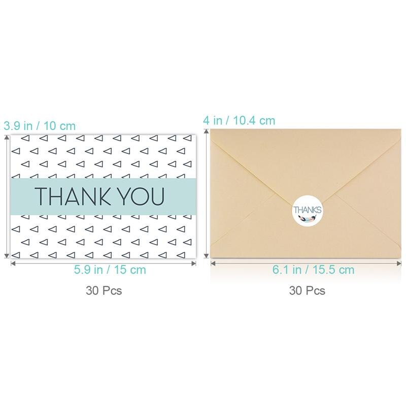 30PCS Thank You Cards Set Greeting Cards Notes With Kraft Envelopes And Stickers All-Occasion Thank You Notecard Set