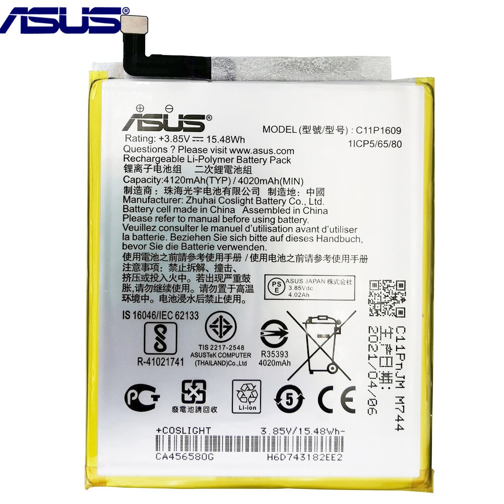 Batterie d&#39;origine pour ASUS C11P1609, 4020mAh, pour Zenfone 3 max 5.5 &quot;ZC553KL X00DDA Zenfone 4 max 5.2&quot; ZC520KL X00HD,