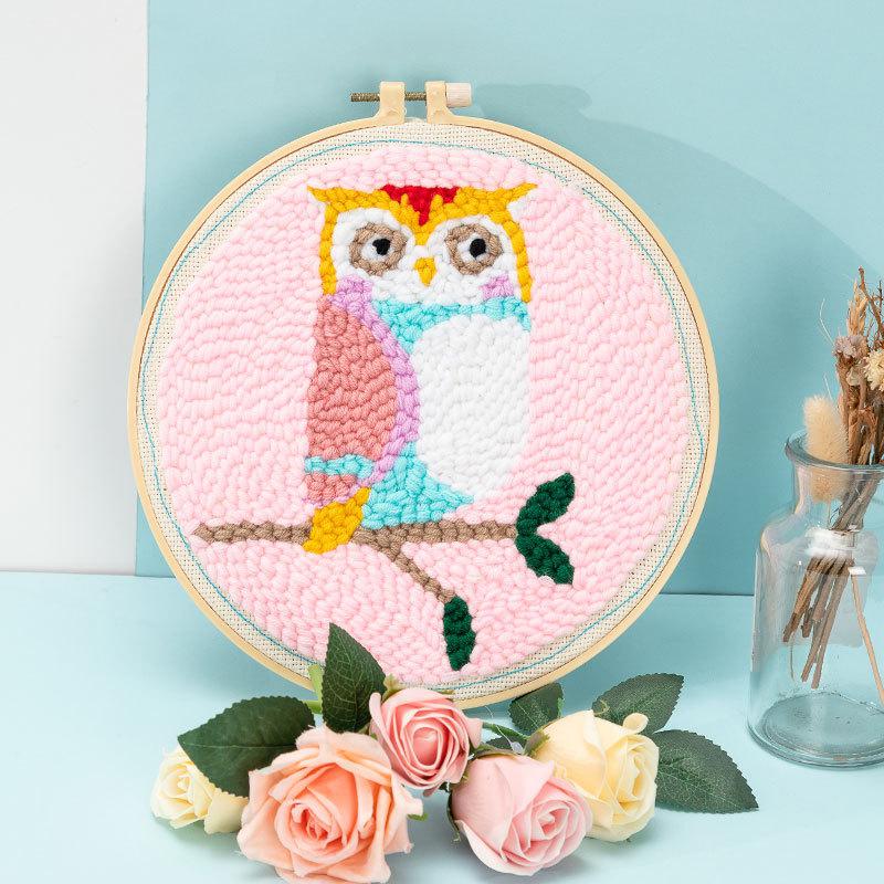 2020 nowy haft ręczny DIY pakiet materiałów wełniane naszycia obrazy do dekoracji mieszkania prosty krzyż wyszywany obrazek: Multicolor owl