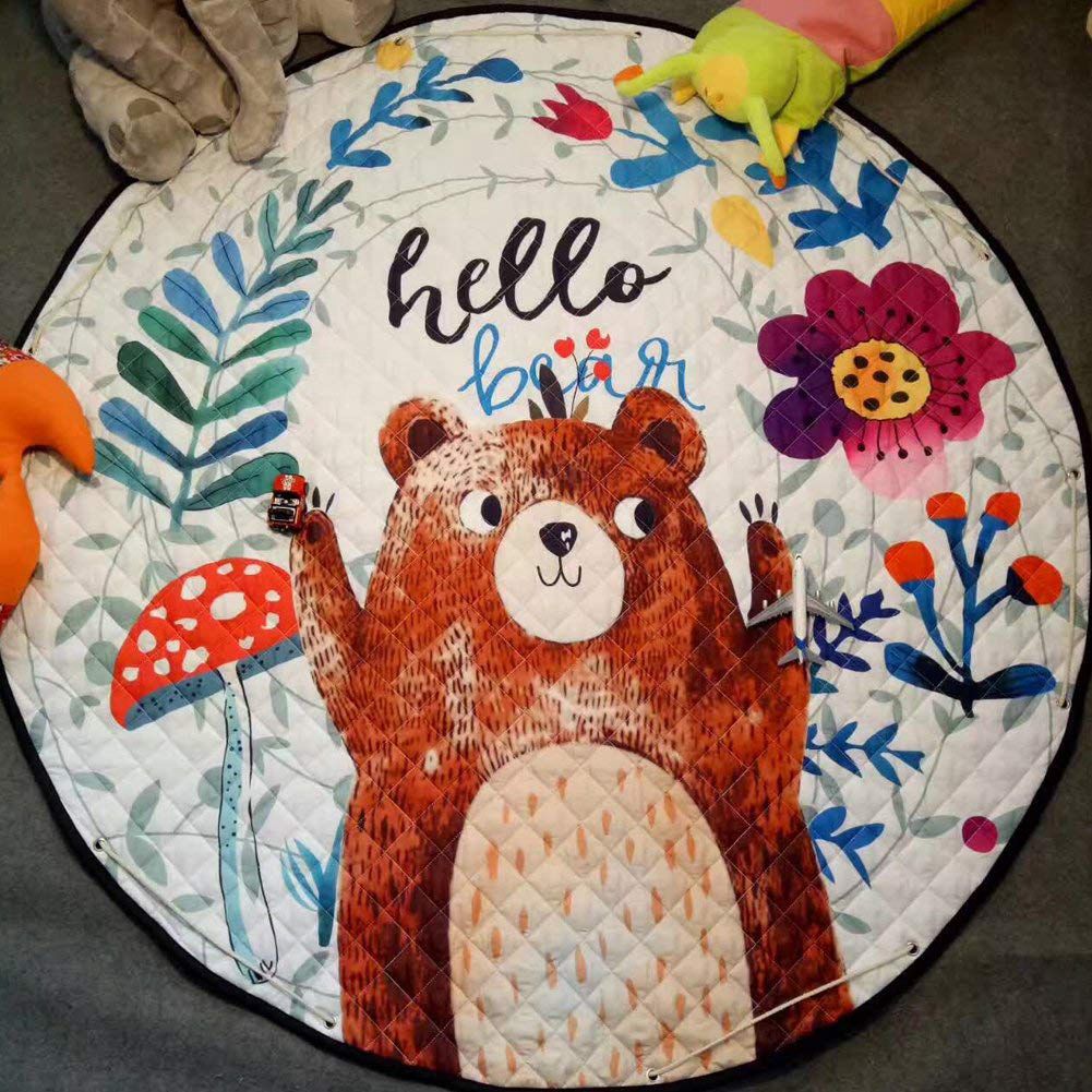 Kids Play Rug Cute Cartoon Bear Rug Backing Great For Nursery Baby,Parfect For Kids Bedroom Play Room Classroom