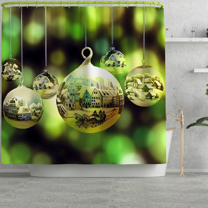 Kerst Badmat En Douchegordijn Set Gedrukt Badkamer Mat Set Anti Slip Badkamer Voet Mat Absorberende Badkamer Tapijt: Shower Curtain-105