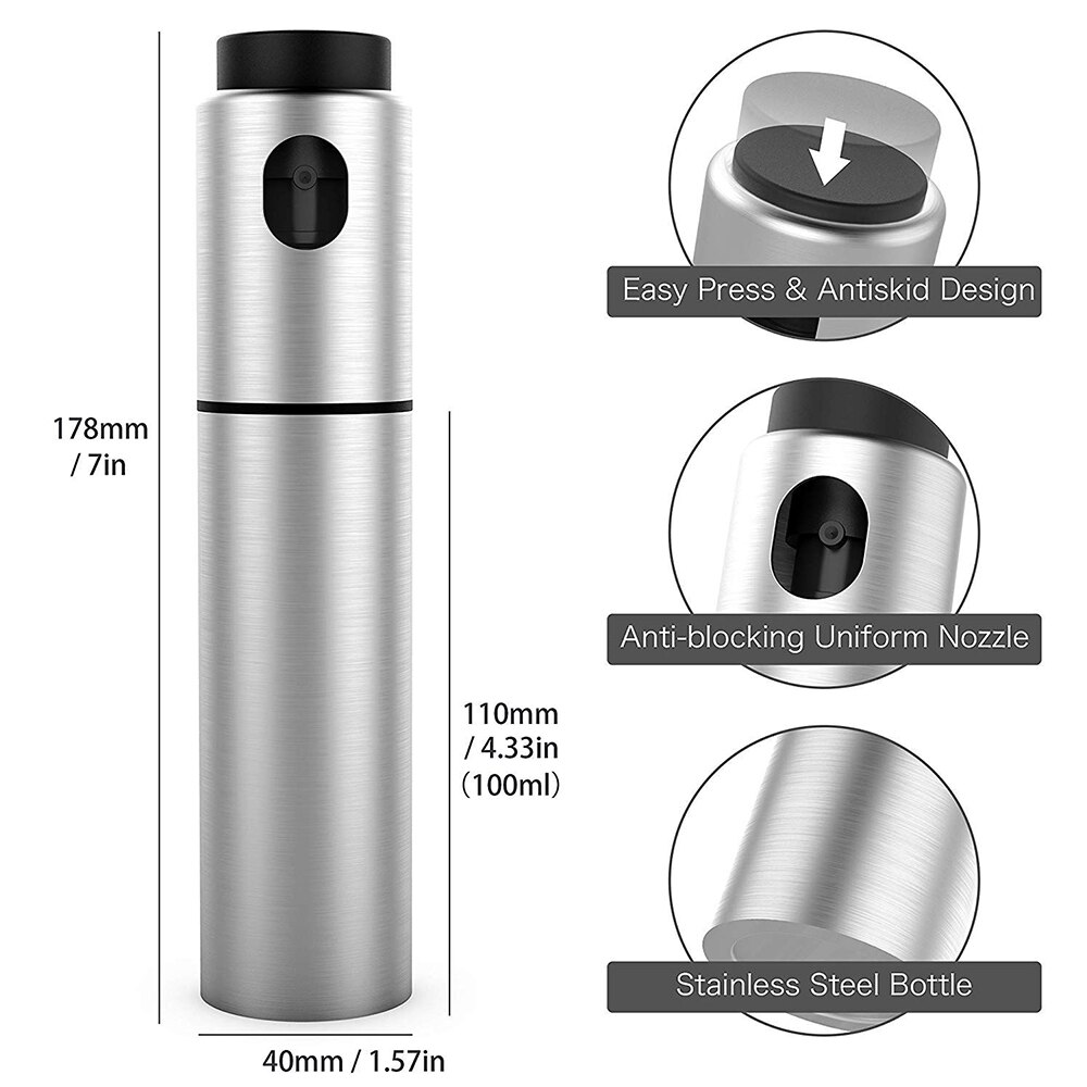 Rvs Olijfolie Spray Bottle Hervulbare Olie Dispenser voor Boter Azijn Mist Spuiten Grill BBQ Sproeier Kitchen Tools