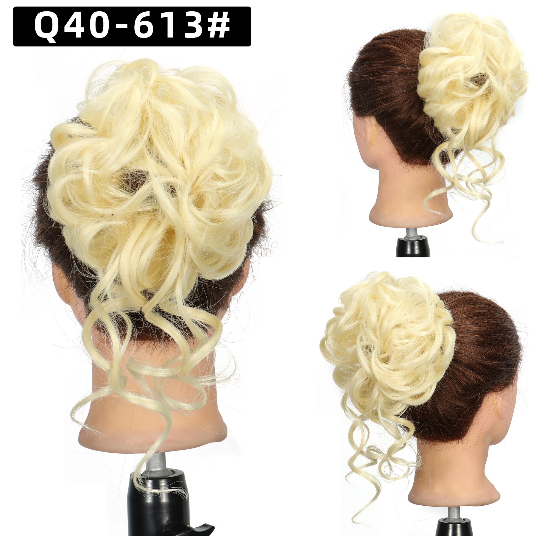 Synthetic Hair Bun Chignon Messy Curly Hair Band Elastic Scrunchy False Hair Pieces For Women Hairpins Black Brown: 613