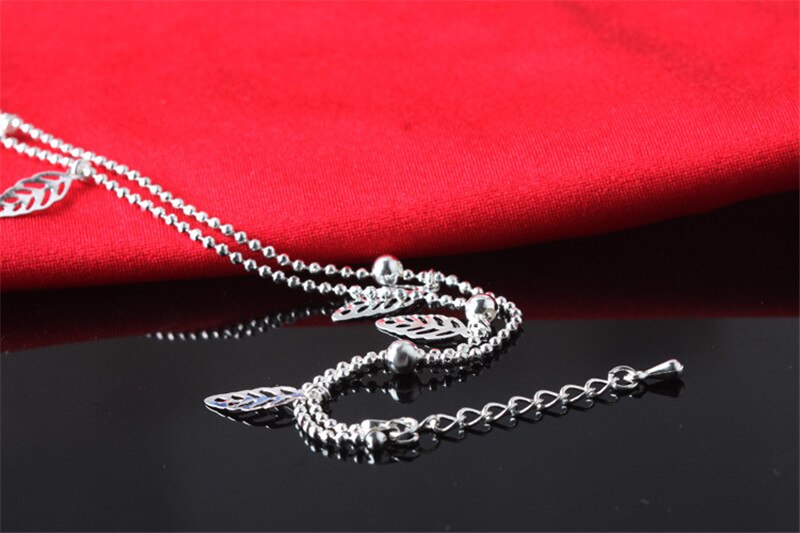 Charm Leaf Armbanden Voor Vrouwen Sieraden Double Layer Mode 925 Sterling Zilveren Enkelbanden Meisjes Prinses Accessoires Lady