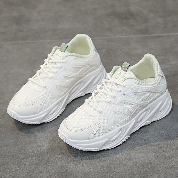 Style britannique chaussures coréennes bout rond Tennis femme cale Basket tout-Match chaussures femmes baskets décontractées: green / 37