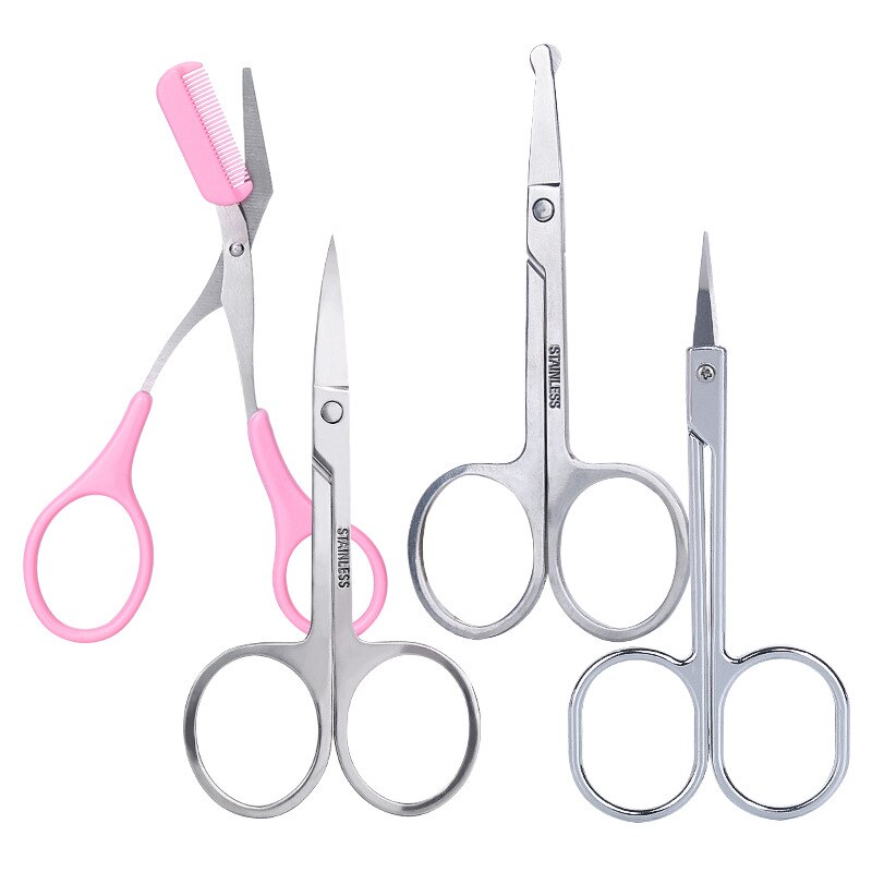 Stainless Steel Makeup Scissors Eyebrow Scissor Eyelashes Nose Hair Trimmer Manicure Facial Trimming Tweezer Makeup Tool