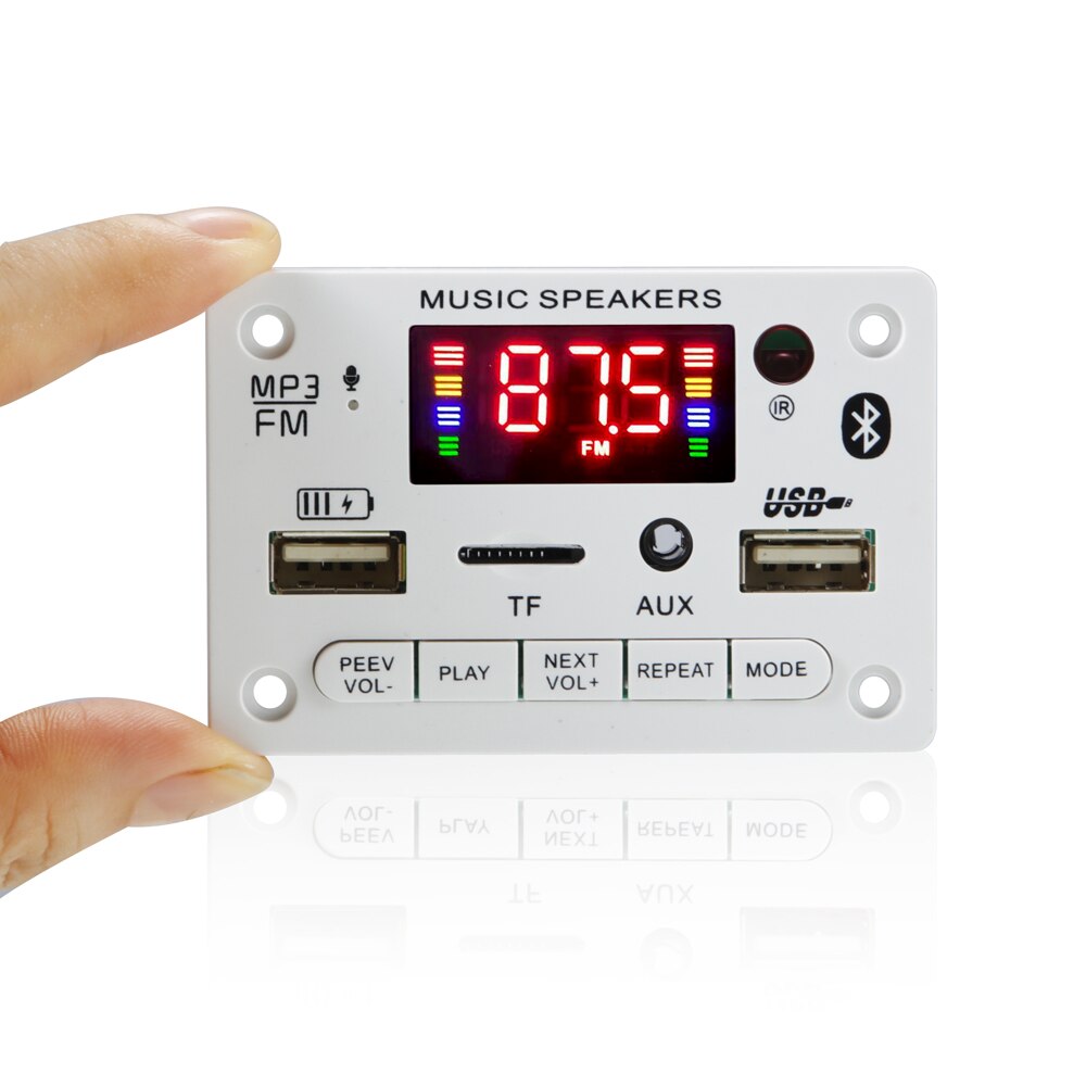 6V 12V Bluetooth 5.0 MP3-Dekodierungsplatinenmodul Drahtloses Auto USB MP3-Player TF-Kartensteckplatz USB FM mit Mikrofon Freisprechsteuerung