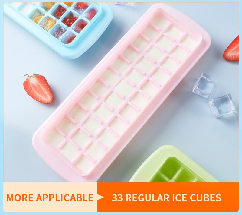 Plastic Ice Cube Maker Trays With Lids Bin For Freezer Icecream Cold Drinks Whiskey Cocktails Kitchen Tools Accessories Ice Mold