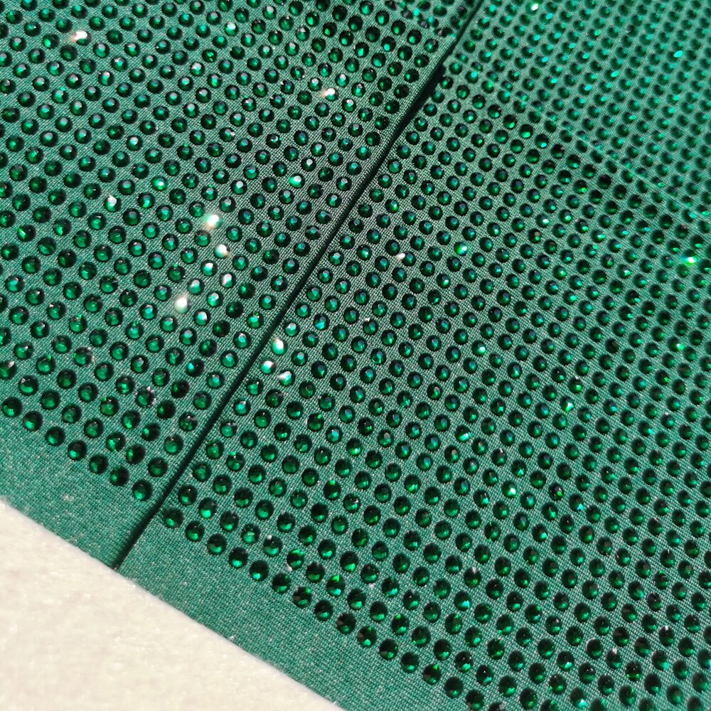 Tissu élastique en Polyester et Spandex | Strass cristal vert de , tissu extensible, paillettes brillantes