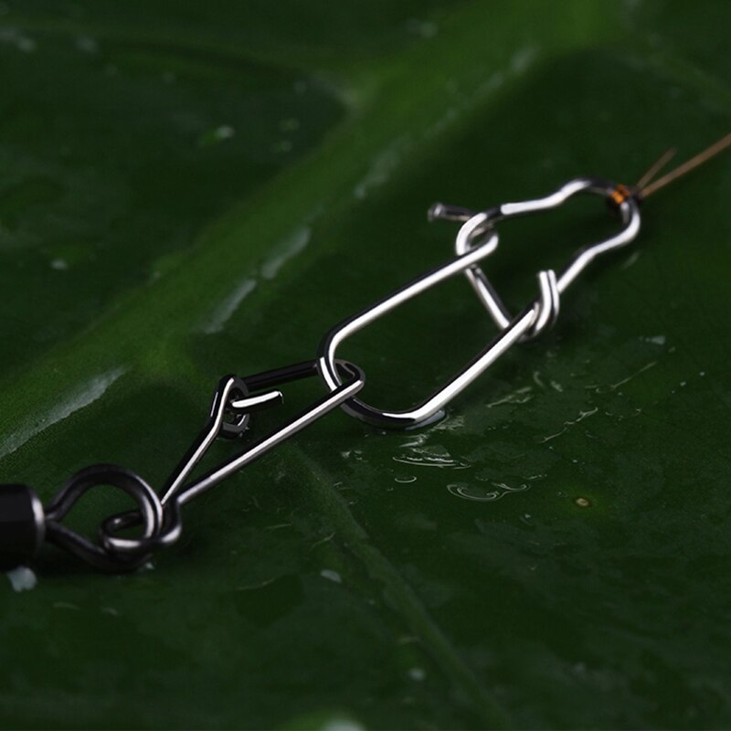 50pcs Stainless Steel Hooked Snap Fishing Barrel Swivel Safety Snaps Hook Lure Accessories Connector Snap