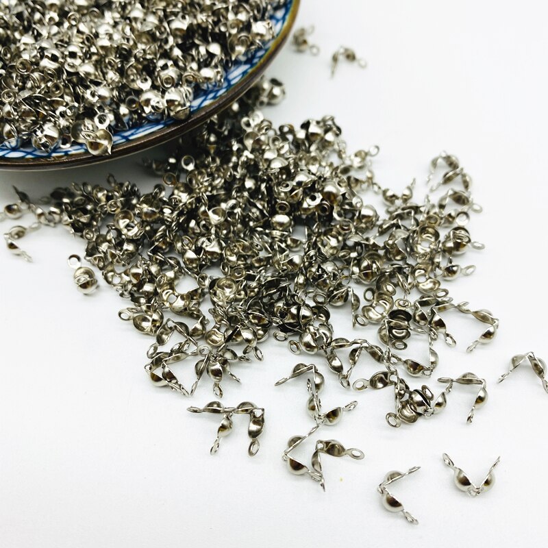 100 pz/lotto connettore chiusura raccordo 4*7mm catena a sfera Calotte End Crimps perline connettore componenti per gioielli fai da te fare Supplie: Alloy