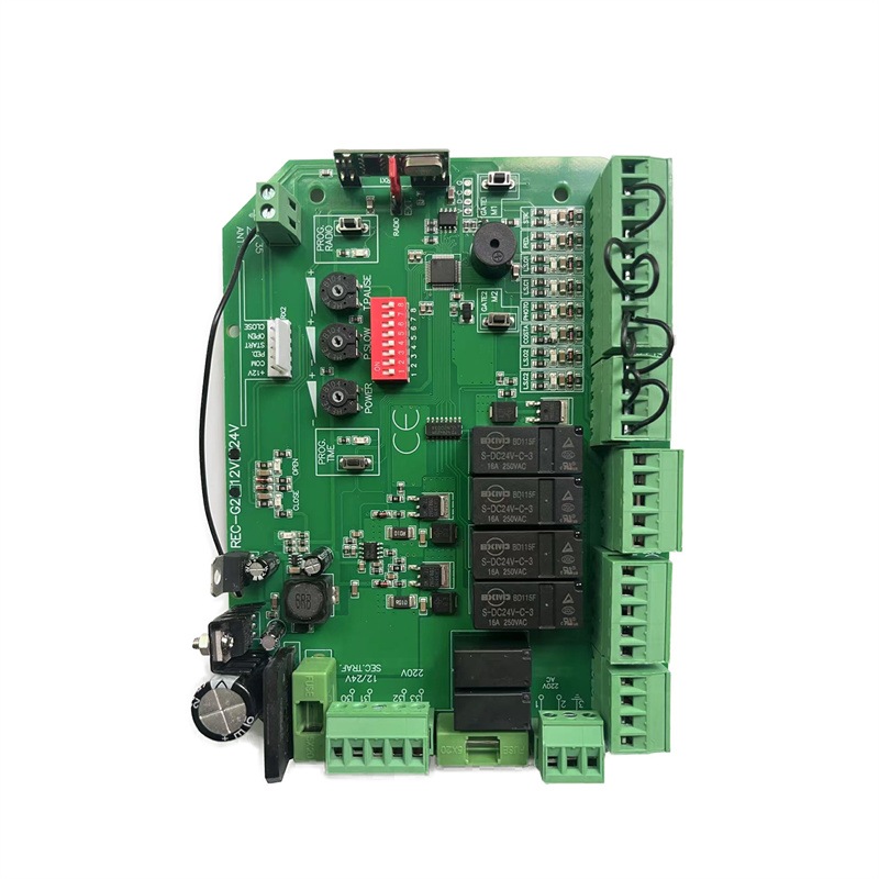 Placa de circuito de control de puerta oscilante/deslizante DC24V conectar con regulación de velocidad de motor dual y cierre automático de puerta: Verde militar