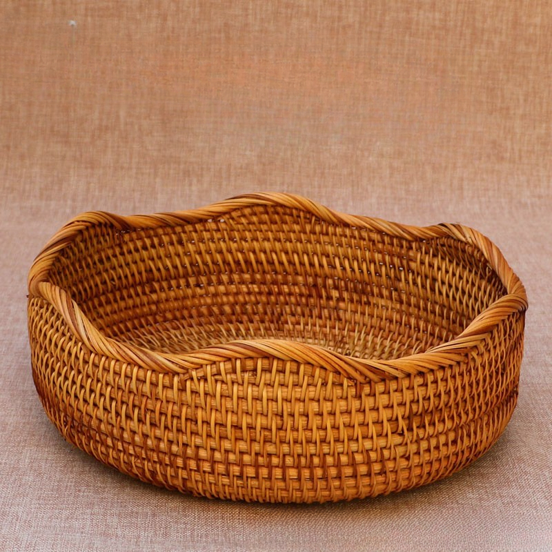 retro handgemachter geflochtener Korb Rattan geflochtenes Material Aufbewahrungskorb Heimat Wasser Obstkorb dekorative Aufbewahrung Bambuskorb