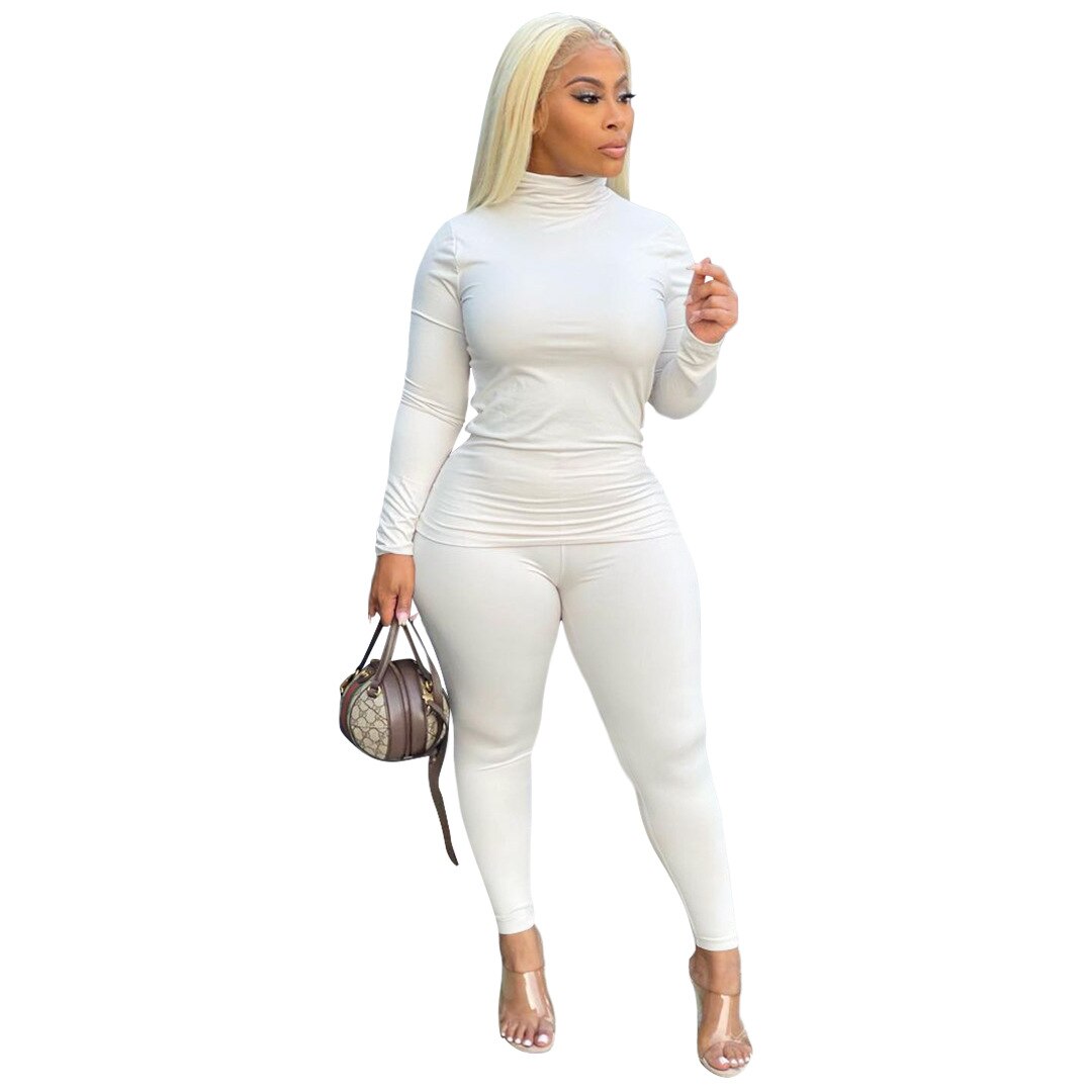 Winter Fall Clothes Outfits Joggers for Women 2 Peice Sets Outfit Two Peice Suit Long Sleeve Tops + Leggings Suits Plus size: White / 5XL