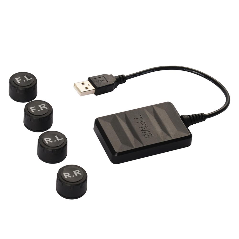 Usb android tpms däcktrycksövervakningssystem display larmsystem 4 st externa sensorer däcksensorer larmövervakningssystem