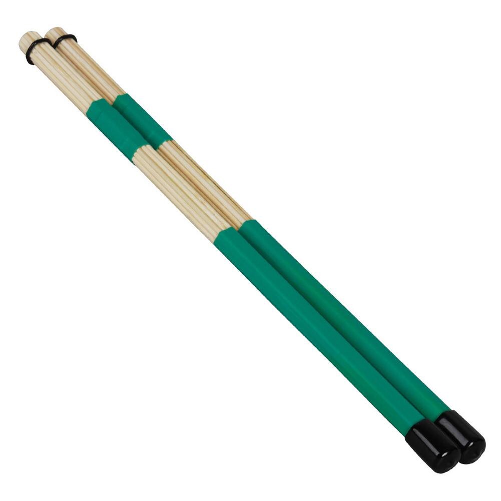 1 par bambus trommestikker trommestikker jazz ballade percussion tromme børster bundt harmmer med gummihåndtag tromle tilbehør: Grøn