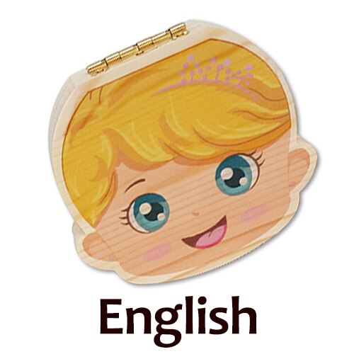 Baby Wood Tooth Box Organizer Milk Teeth Storage Language Spain English Collect Teeth Umbilica Save Baby Tooth Box: GoldenGirl