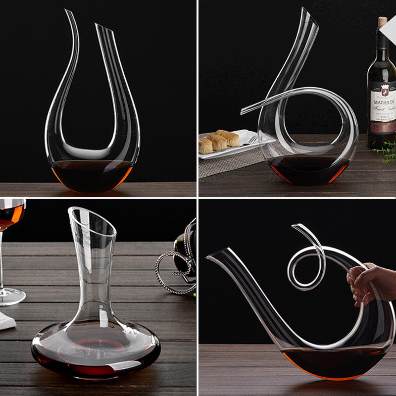 Crystal High Grade 1500ml Spiral 6-shaped Wine Decanter Box Harp Swan Decanter Wine Separator Decanter Set