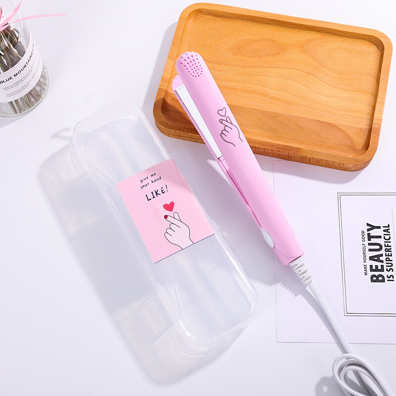 Mini lisseur à cheveux de dessin animé, portable et mignon, pour la maison et les voyages, outils de lissage des cheveux, 220v fers plats: 02 roses