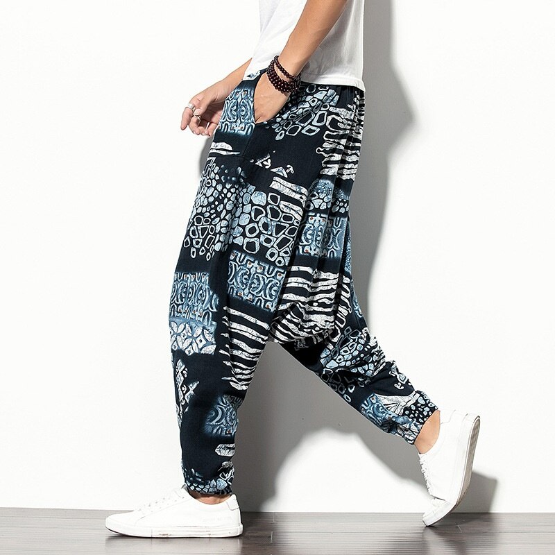Pantalon sarouel de Style chinois pour homme, Streetwear, Vintage, décontracté, survêtement Hippie, japonais, Kimono, collection automne 10959