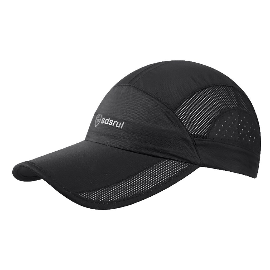 Womens Quick-drying Cap Breathable Sports Cap Male Summer Peaked Cap Men Outdoor Mesh Visors Hat #p3: Black