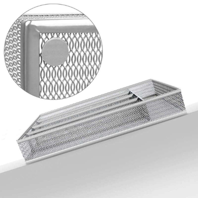 ! 5 Grid Small Mesh Tray with Foam Feet - Kitchen Finishing / Silver Storage Kitchen Utensils Tray