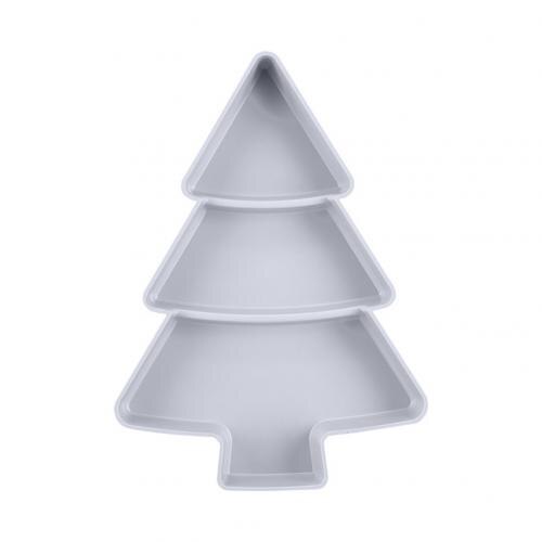 Christmas Tree Shape Plastic 3 Girds Snack Plate Tray Dried Fruit Candy Dish: Grey