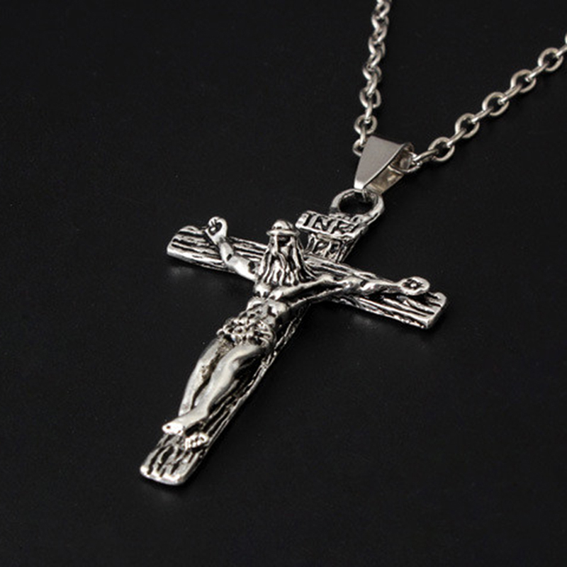 Mannen Ketting Christian Sieraden Vintage Kruis Inri Kruisbeeld Jesus Stuk Hanger & Ketting Goud Kleur Rvs