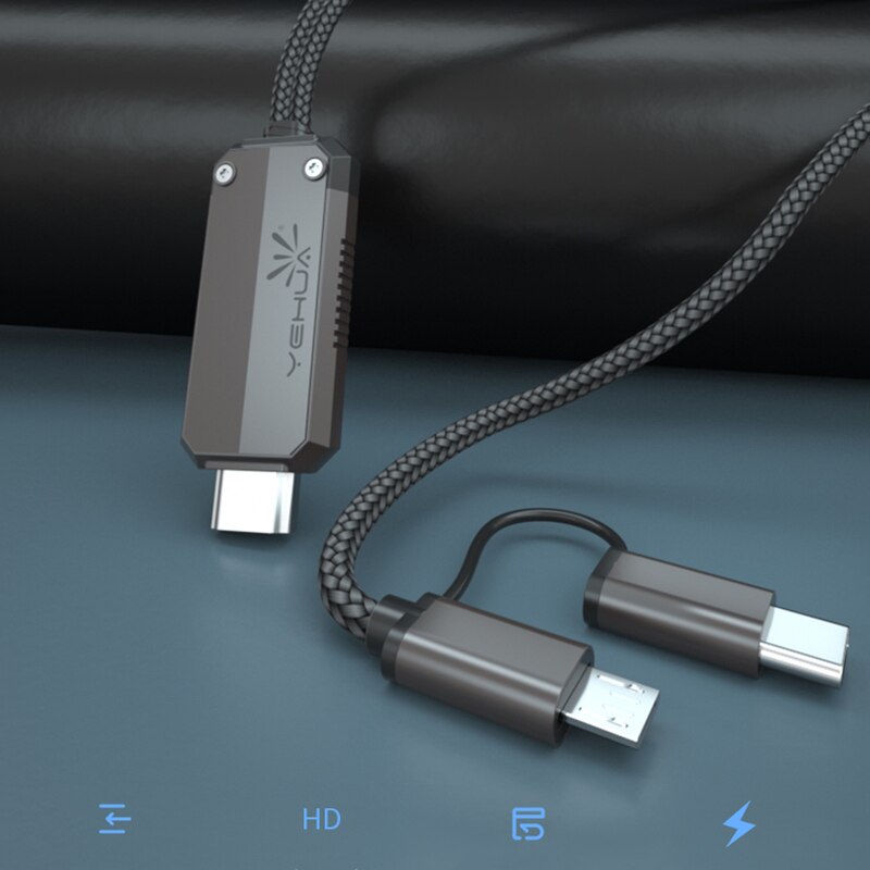 YEHUA-Cable adaptador de Audio y vídeo LD33Y USB C, micro-usb, línea de pantalla Universal tipo C, HDMI IOS12